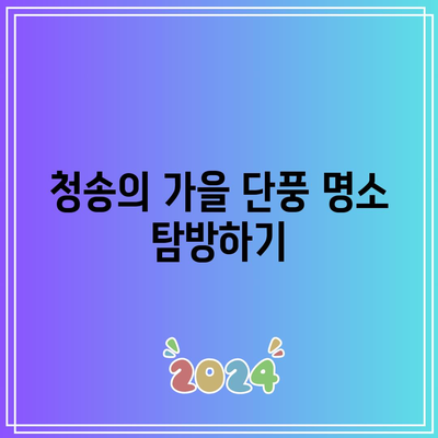 청송에서 추천하는 가을 여행지 코스