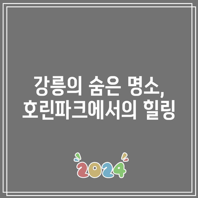 가을 여행지 추천 강릉 호린파크와 솔향수목원