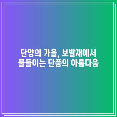 단양 가을 리프 페스티벌: 보발재와 구인사