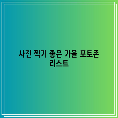 가을 꽃밭 포토존 추천 여행지