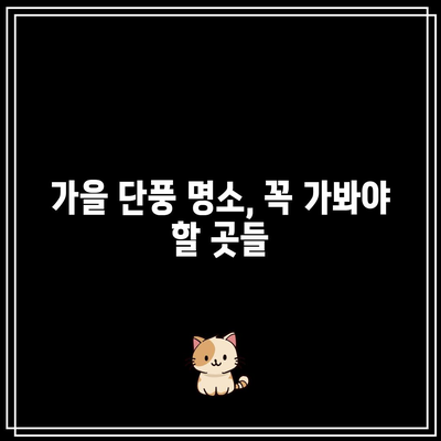 국내 가을 여행지 추천 리스트