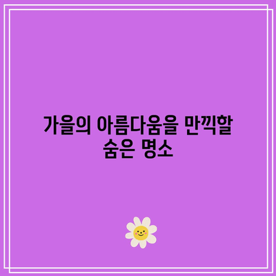 국내 가을 여행지 추천 리스트