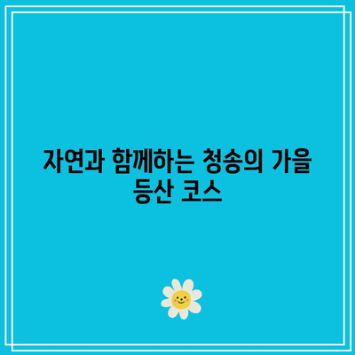 청송에서 추천하는 가을 여행지 코스