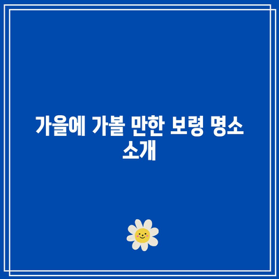 가을 보령 여행 코스