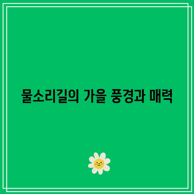 양평에서의 평화로운 가을 산책: 물소리길 5코스