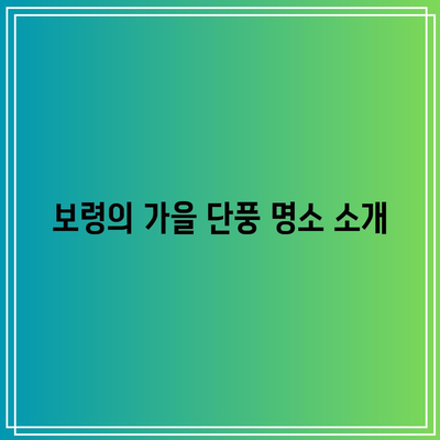 보령의 가을 단풍 여행 가이드