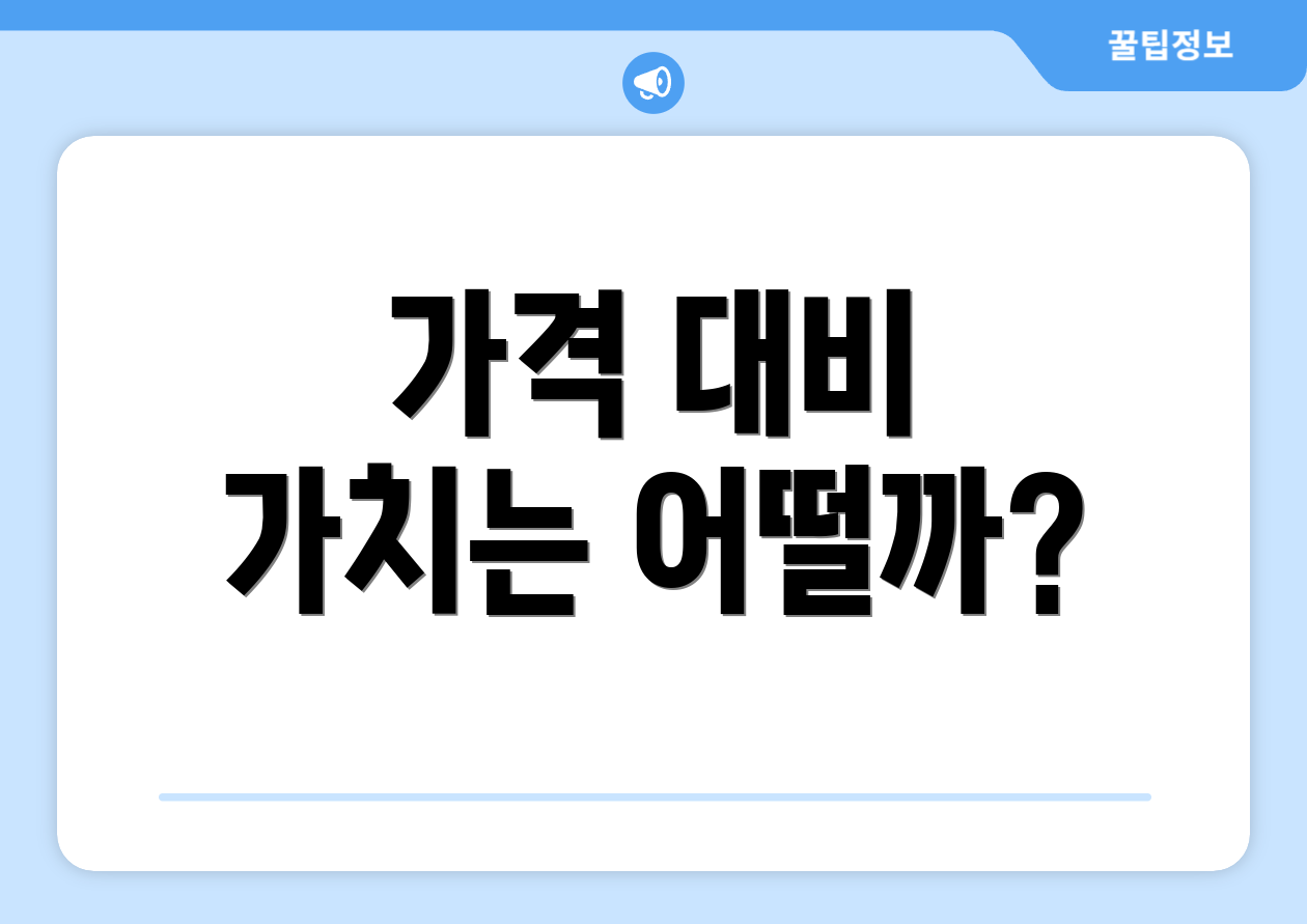 가격 대비 가치는 어떨까?