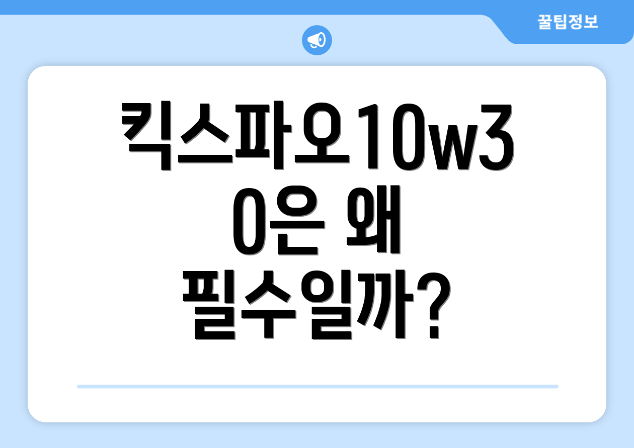 킥스파오10w30은 왜 필수일까?
