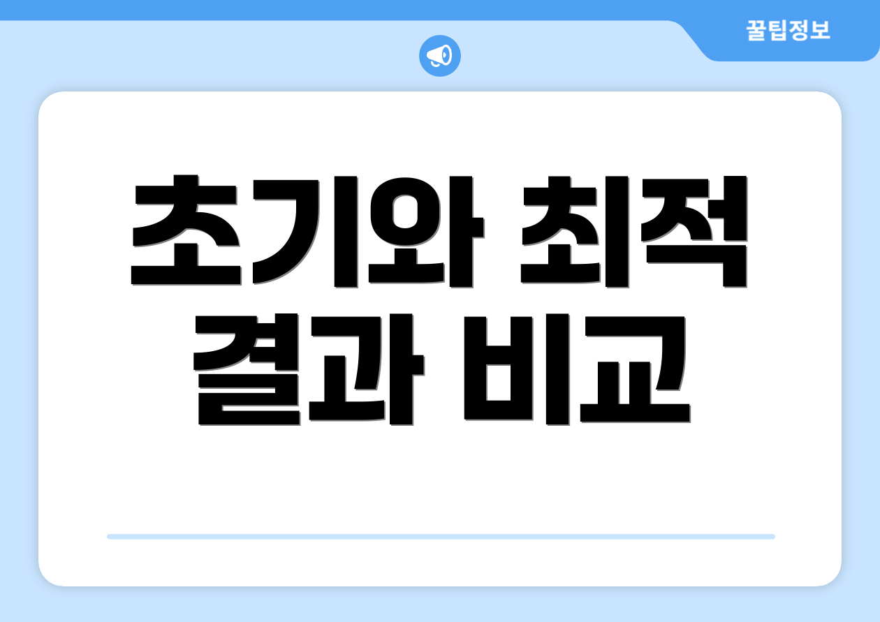 초기와 최적 결과 비교