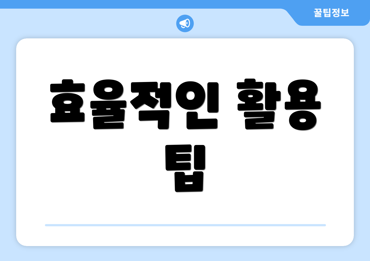 효율적인 활용 팁