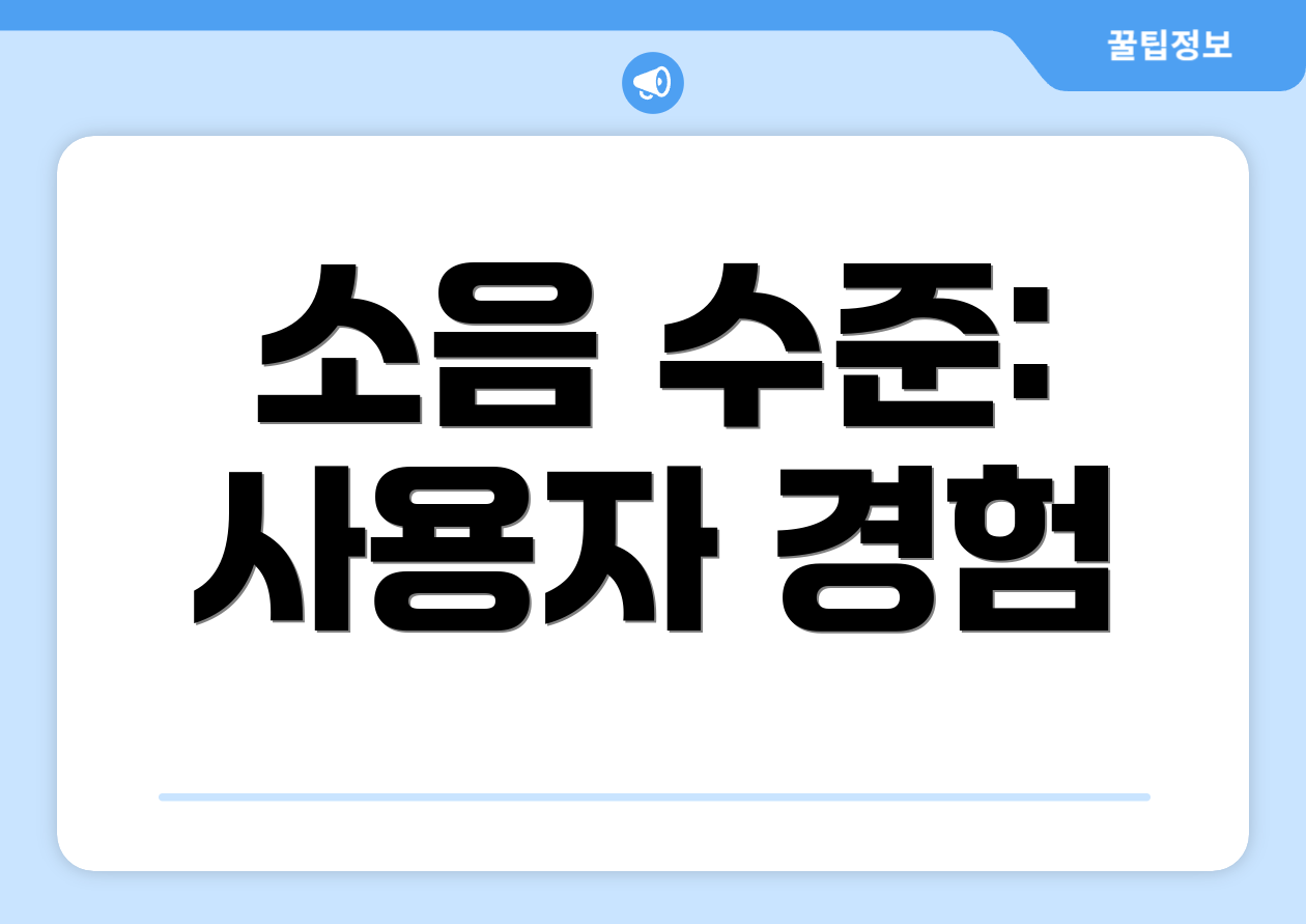 소음 수준: 사용자 경험
