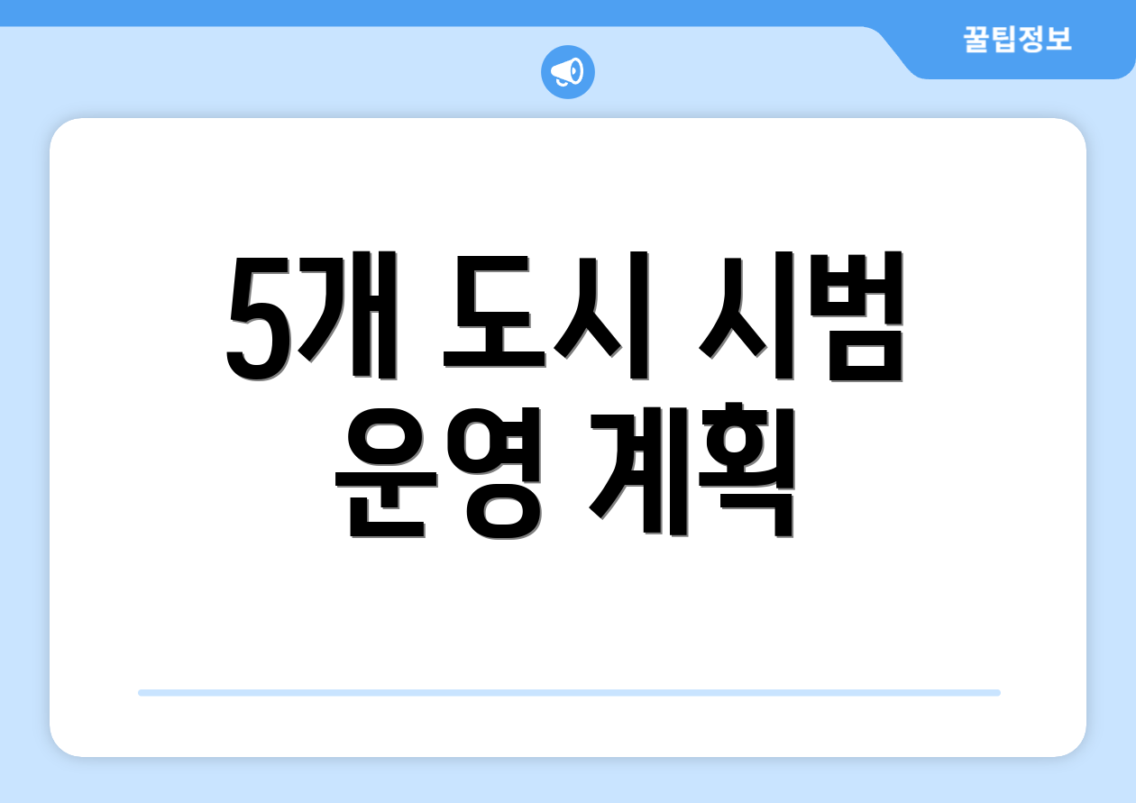 5개 도시 시범 운영 계획