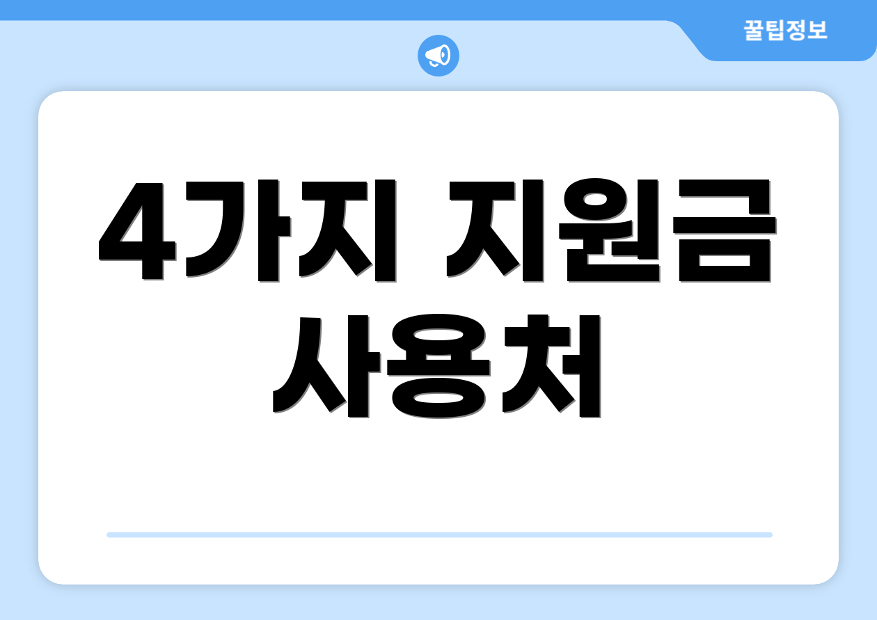 4가지 지원금 사용처
